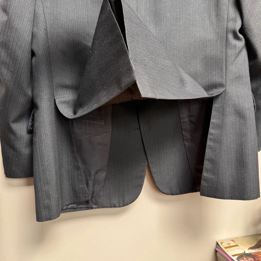 VTG Christian Dior Monsieur Baskin Pinstripe Blazer Charcoal Gray 2-Button 42R